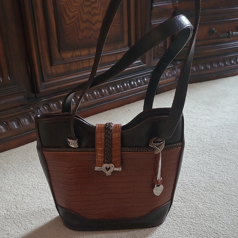 NEW Leather Designer Inspired Women's Bag In Dark Brown & Dark Orange